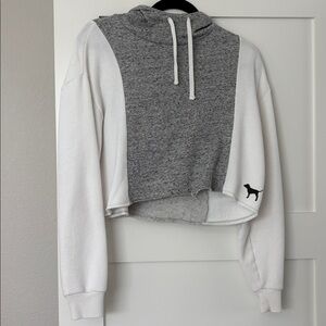 PINK Victoria's Secret Gray and White Crew Neck Sweater